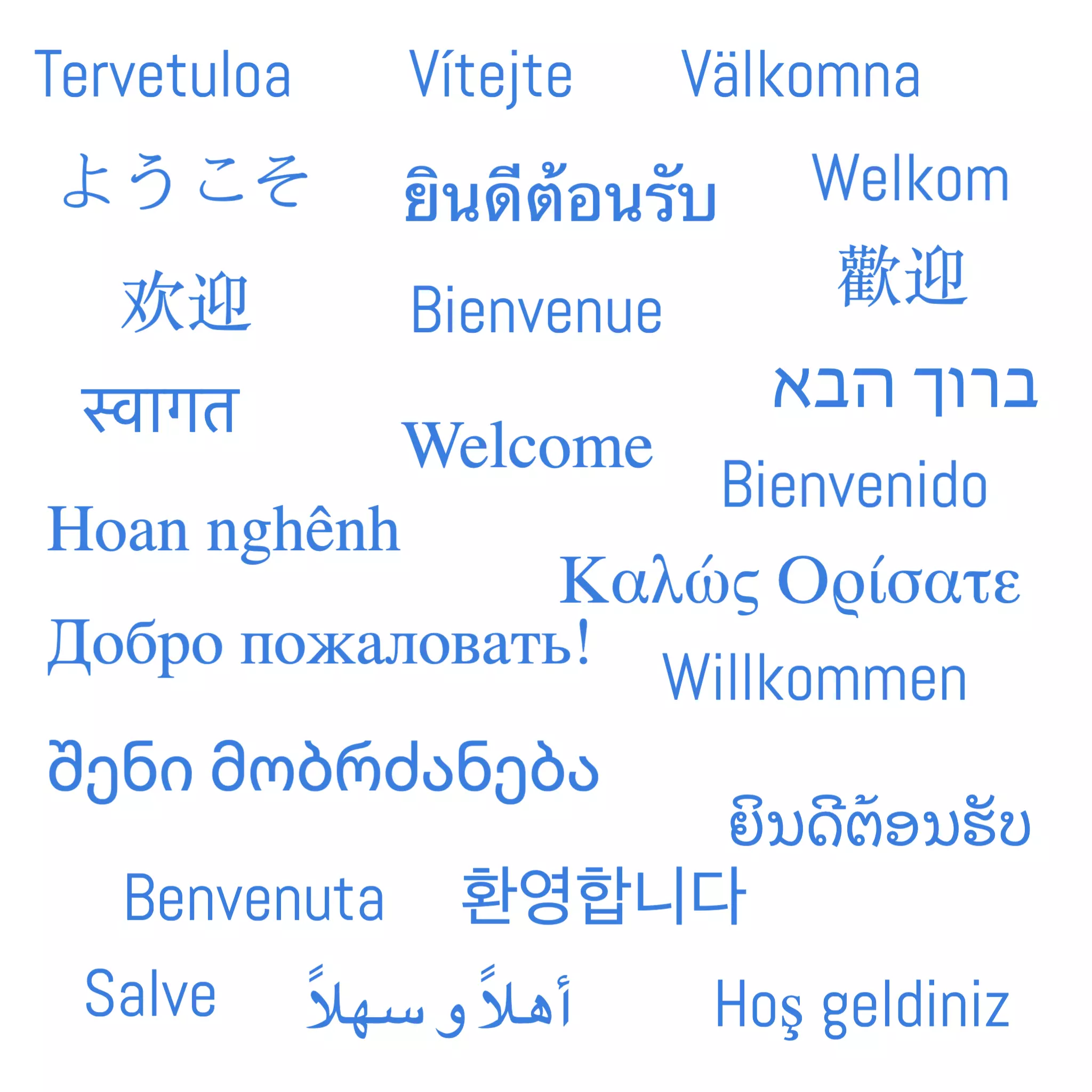 welcome in multiple languages